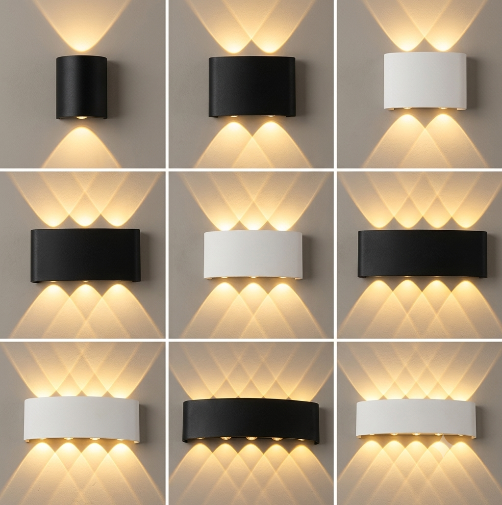 Luxury LED Wall Light Modern Up Down Wall Sconce Black Aluminum Indoor Outdoor Waterproof IP65 Bedroom Living Room Hallway Porch Garden Hotel Lighting