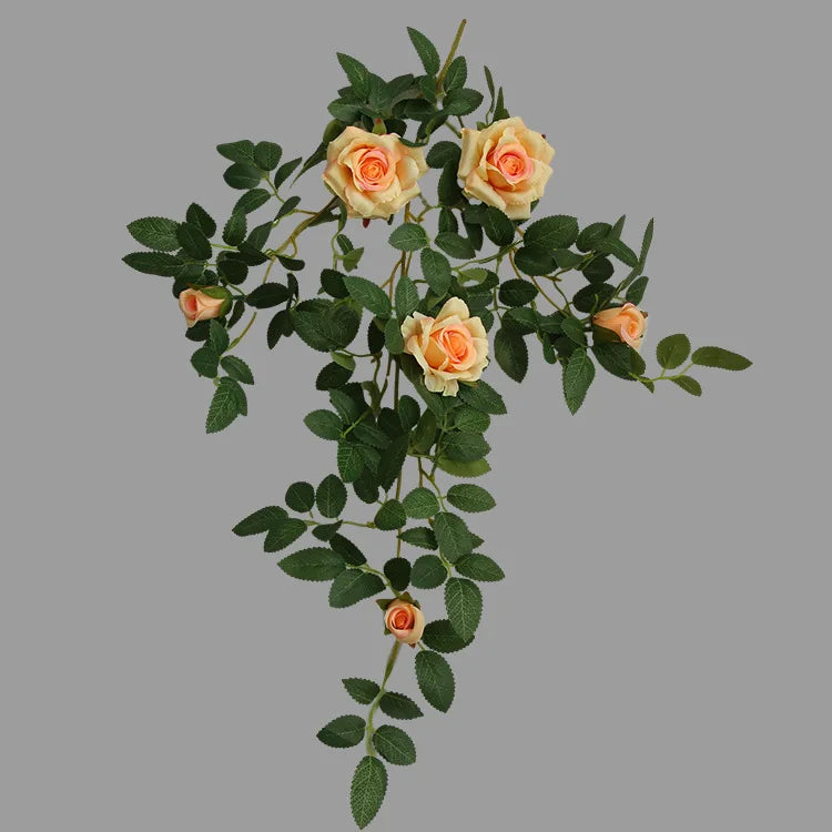 Artificial Green Plant Rose Vine Rattan Garden Home Deco Christmas Tree Props DIY Background Flower Wall Material Window Display