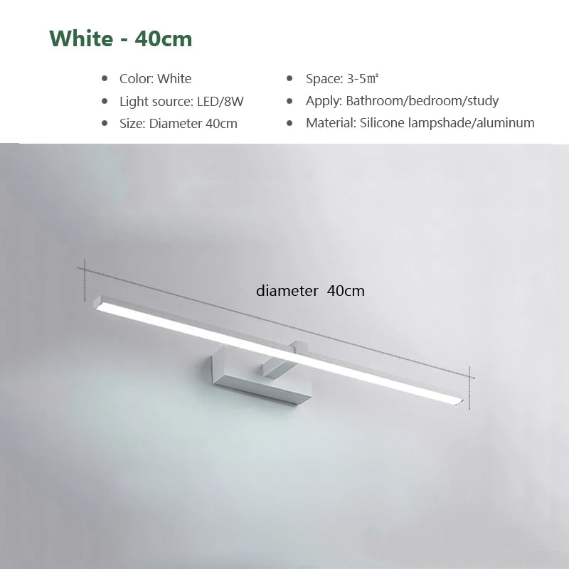 Luxury LED Bathroom Vanity Light Modern Linear Mirror Light Black Wall Lamp Makeup Lighting Fixture Bedroom Washroom Hotel Home Decor