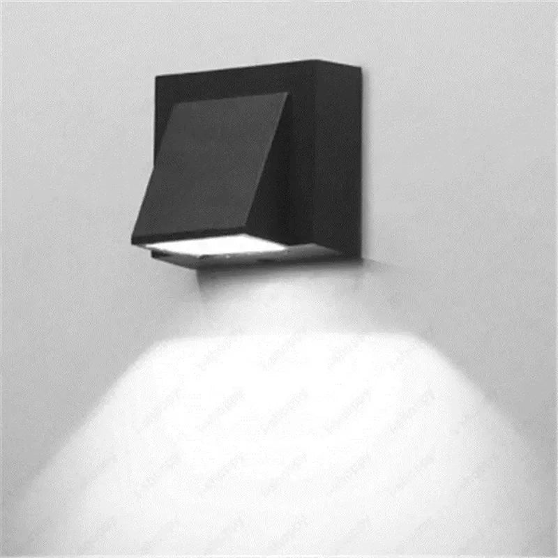 Modern Outdoor Wall Light LED Exterior Wall Sconce Waterproof IP65 Outside Wall Lamp Black Square Downlight Porch Light Patio Garden Garage Front Door House Wall Mounted Lighting Fixture Warm White Natural White Cold White