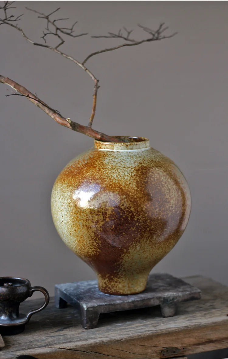 Coarse Earthenware Vase Ceramic Flower Pot Flower Vase Chinese Traditional Vintage Porcelain Earthenware Pot Flowerpot Vases