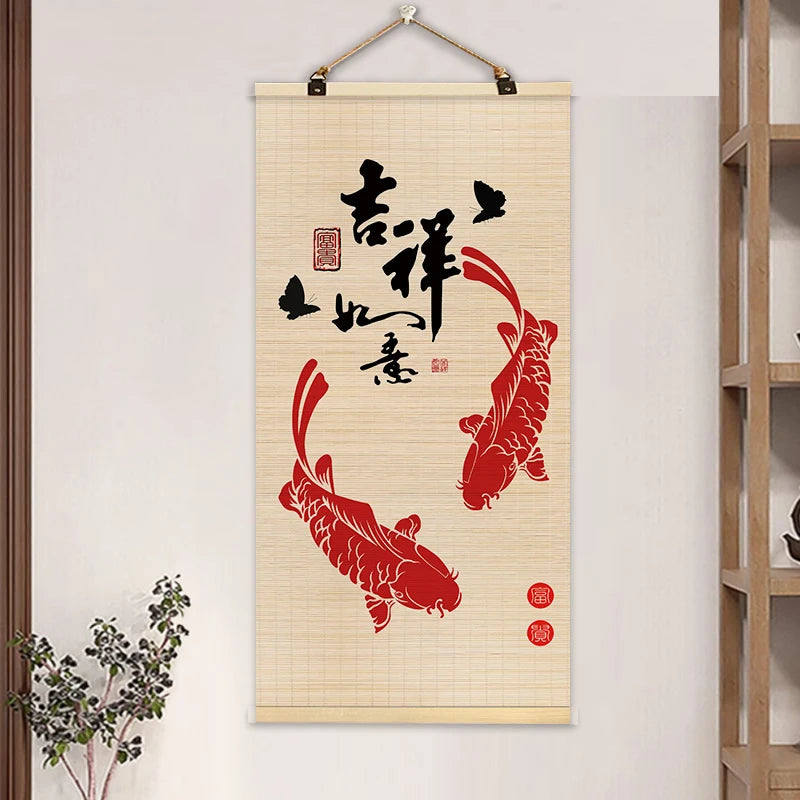 Bamboo Art Decorative Painting Vertical Bamboo Curtain Painting Wall Decoration Hanging Painting Chinese Style Home Decoration