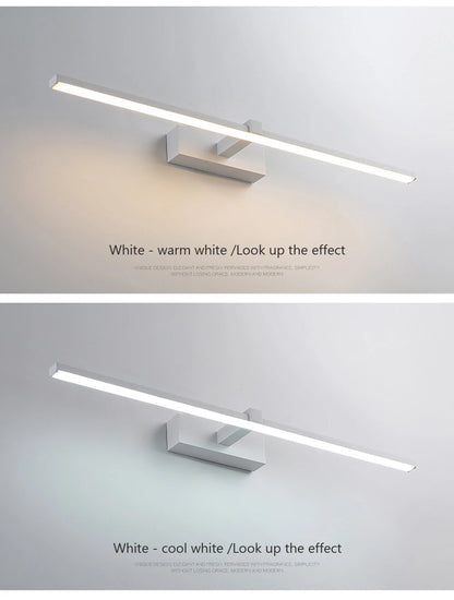Luxury LED Bathroom Vanity Light Modern Linear Mirror Light Black Wall Lamp Makeup Lighting Fixture Bedroom Washroom Hotel Home Decor