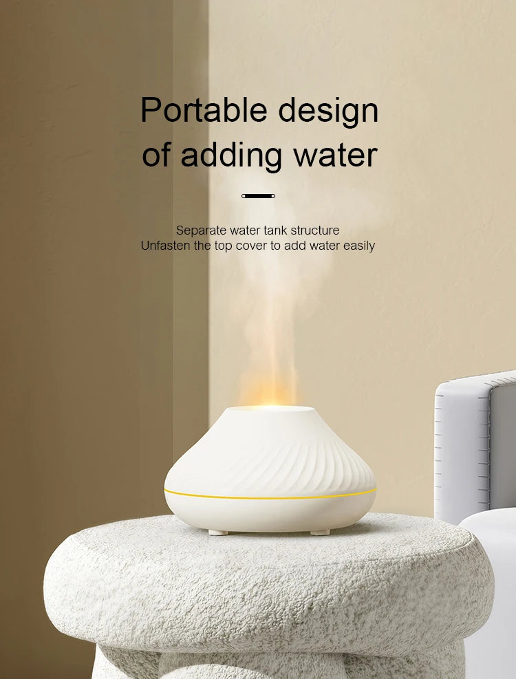 Flame Diffuser Essential Oil Diffuser Aromatherapy Humidifier Ultrasonic Cool Mist Diffuser LED Flame Light Fire Effect Diffuser Night Light Air Purifier Vaporizer Aroma Diffuser Home Office Bedroom Decor Gift