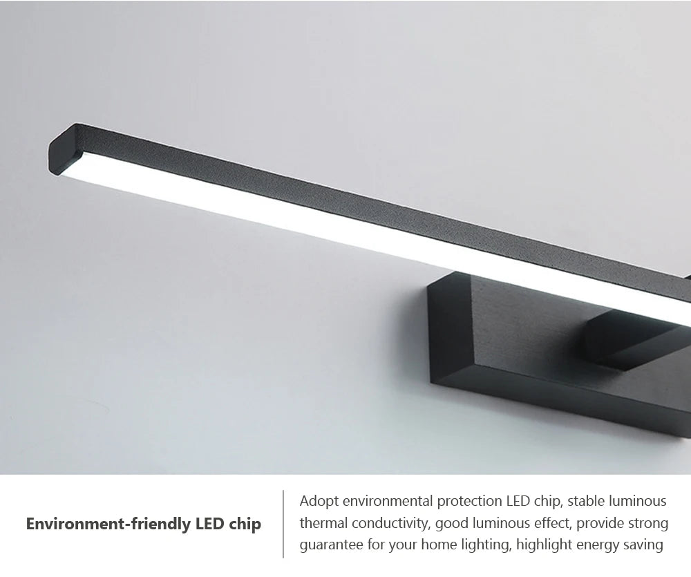 Luxury LED Bathroom Vanity Light Modern Linear Mirror Light Black Wall Lamp Makeup Lighting Fixture Bedroom Washroom Hotel Home Decor