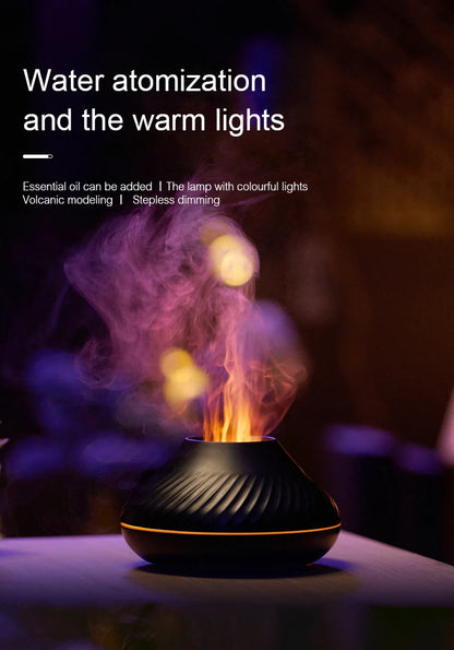 Flame Diffuser Essential Oil Diffuser Aromatherapy Humidifier Ultrasonic Cool Mist Diffuser LED Flame Light Fire Effect Diffuser Night Light Air Purifier Vaporizer Aroma Diffuser Home Office Bedroom Decor Gift