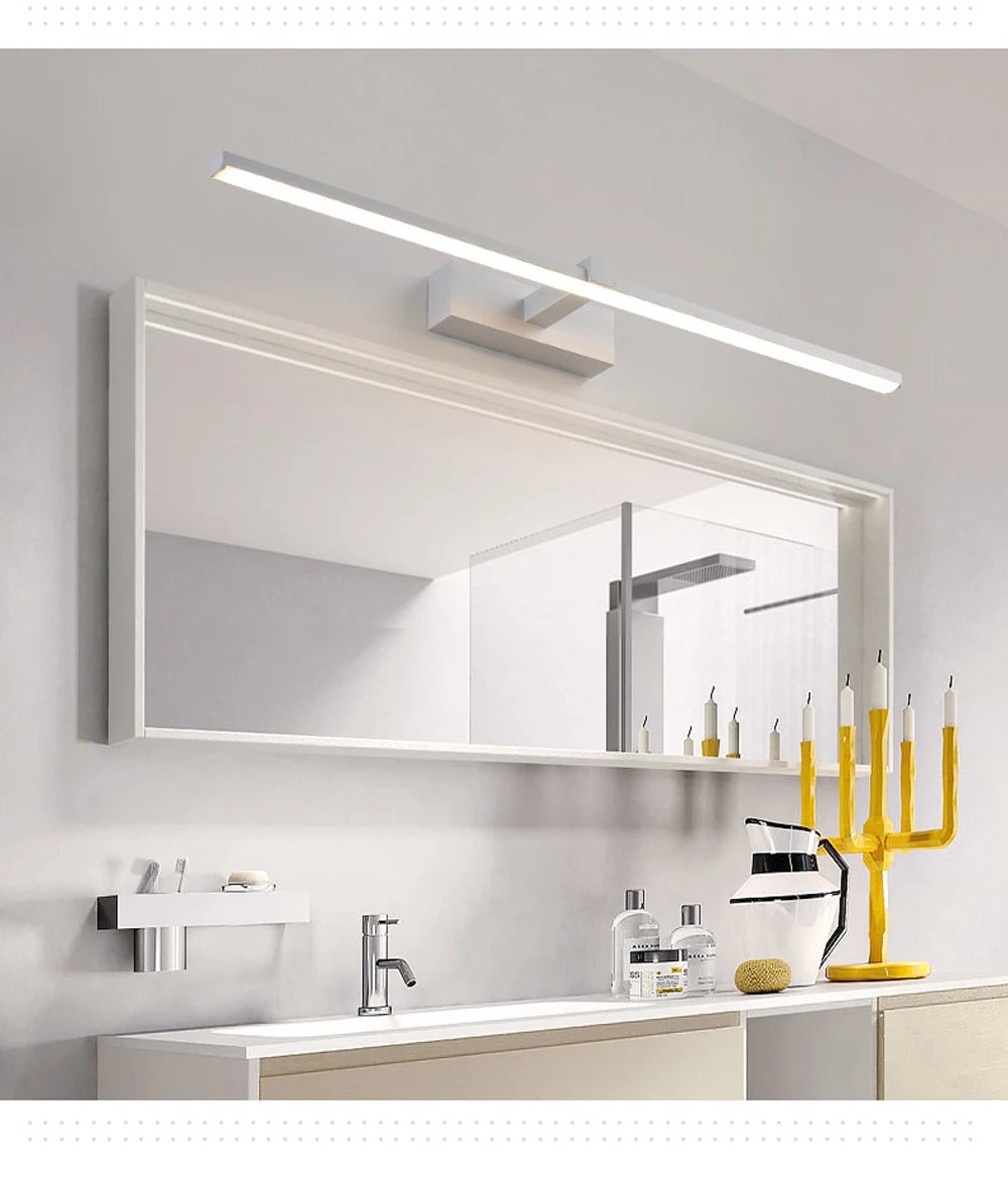 Luxury LED Bathroom Vanity Light Modern Linear Mirror Light Black Wall Lamp Makeup Lighting Fixture Bedroom Washroom Hotel Home Decor