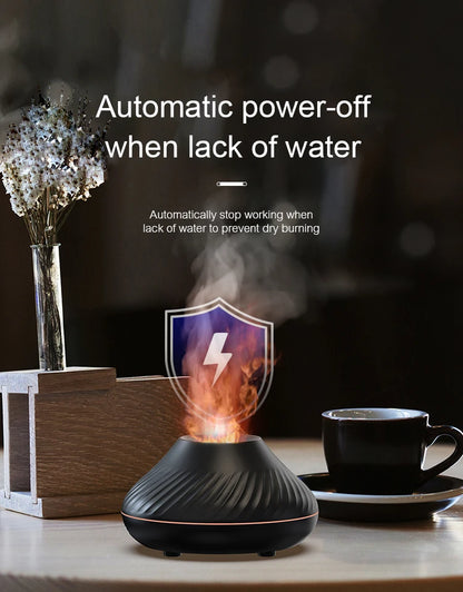 Flame Diffuser Essential Oil Diffuser Aromatherapy Humidifier Ultrasonic Cool Mist Diffuser LED Flame Light Fire Effect Diffuser Night Light Air Purifier Vaporizer Aroma Diffuser Home Office Bedroom Decor Gift