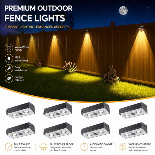 Solar Outdoor 8 Pack Solar Fence Lights Outdoor Waterproof IP55 LED Solar Deck Lights for Yard Patio Garden Pathway Landscape Wall Mounted Colorful Fixed Color Fence Lighting 12-16 Hours Runtime