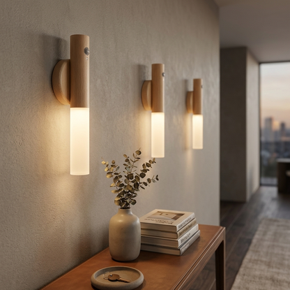 Motion Sensor Night Light LED Rechargeable Magnetic Wall Lamp Wireless Battery Operated Stick On Lights for Living room Hallway Bedroom Stairs Bathroom Cabinets Decor Kitchen Under Cabinet Light Warm White Dimmable USB Charging
