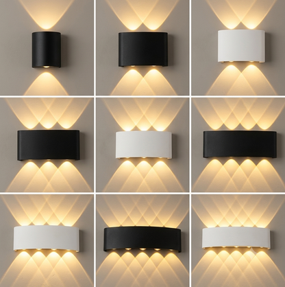 Luxury LED Wall Light Modern Up Down Wall Sconce Black Aluminum Indoor Outdoor Waterproof IP65 Bedroom Living Room Hallway Porch Garden Hotel Lighting