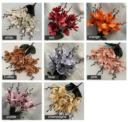 Artificial Flower Bundle Autumn Magnolia Home Outdoor Garden Decoration Floor Decoration Cloth Magnolia Wedding Decoration