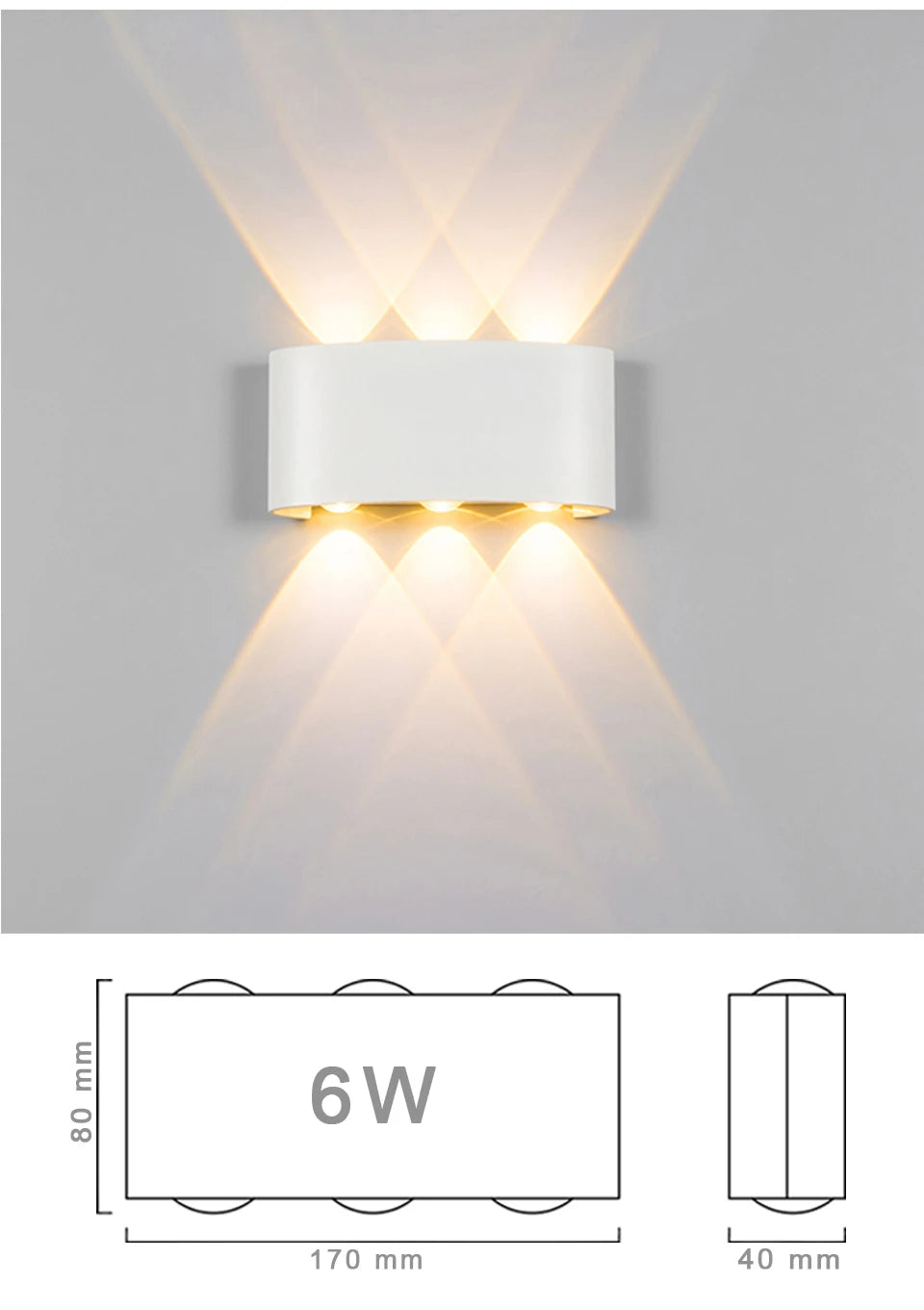 Luxury LED Wall Light Modern Up Down Wall Sconce Black Aluminum Indoor Outdoor Waterproof IP65 Bedroom Living Room Hallway Porch Garden Hotel Lighting