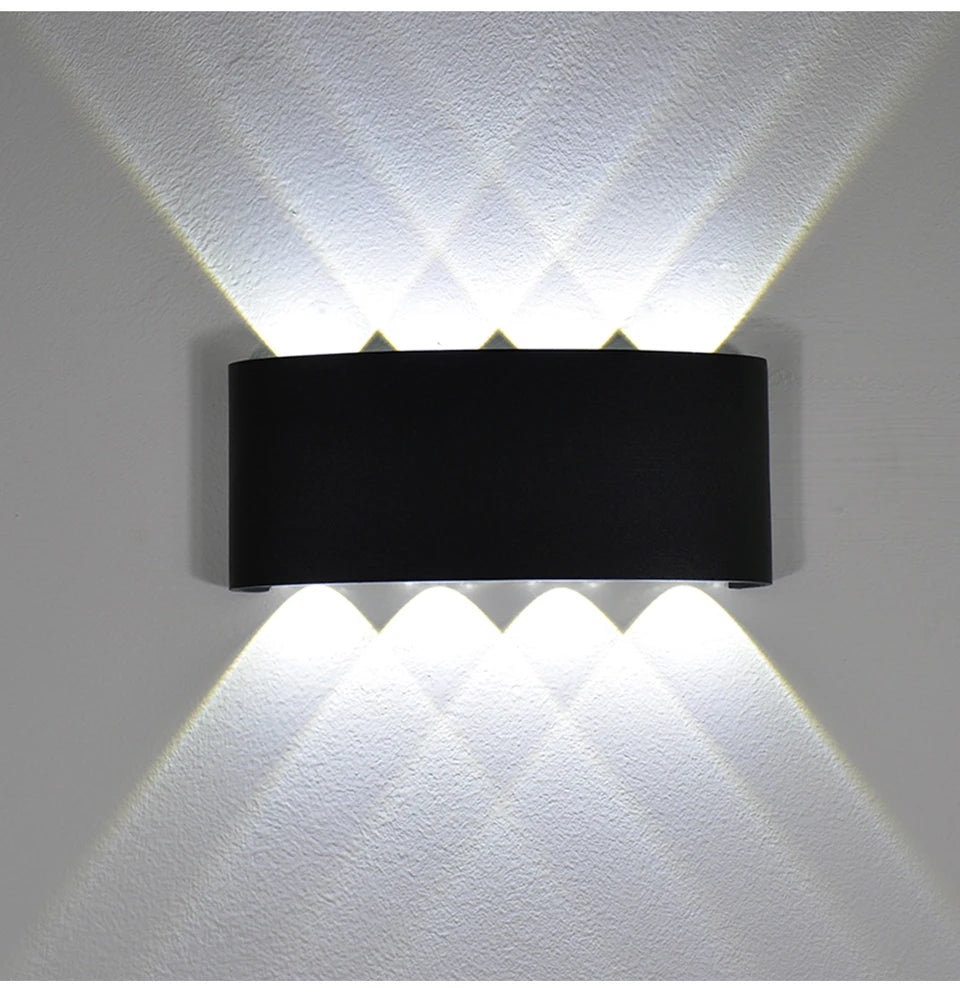 Luxury LED Wall Light Modern Up Down Wall Sconce Black Aluminum Indoor Outdoor Waterproof IP65 Bedroom Living Room Hallway Porch Garden Hotel Lighting