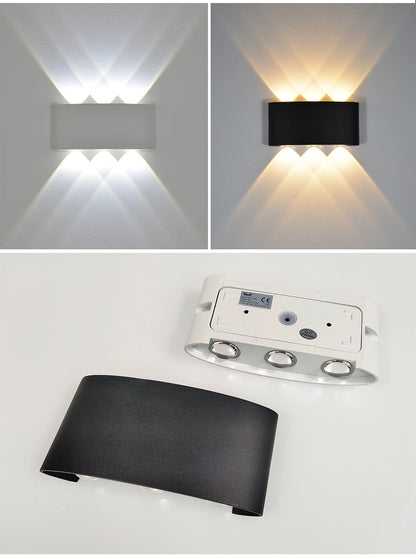 Luxury LED Wall Light Modern Up Down Wall Sconce Black Aluminum Indoor Outdoor Waterproof IP65 Bedroom Living Room Hallway Porch Garden Hotel Lighting