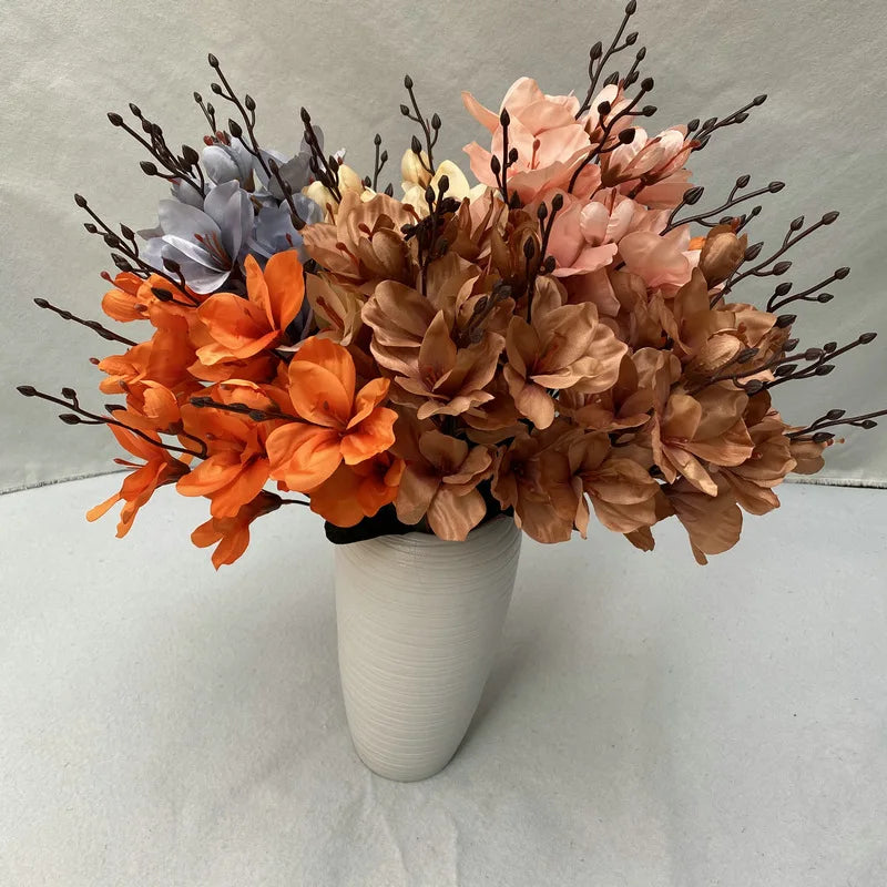 Artificial Flower Bundle Autumn Magnolia Home Outdoor Garden Decoration Floor Decoration Cloth Magnolia Wedding Decoration