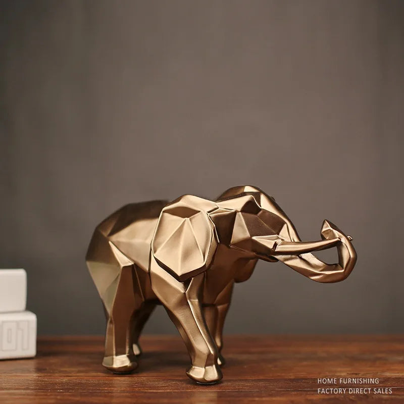 Creative Resin Black Elephant Statue, Abstract Geometric Sculpture, Desktop Crafts Ornament, Home Decoration, Animal Figurine