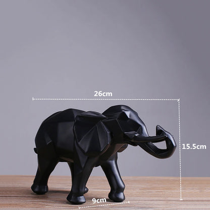 Creative Resin Black Elephant Statue, Abstract Geometric Sculpture, Desktop Crafts Ornament, Home Decoration, Animal Figurine