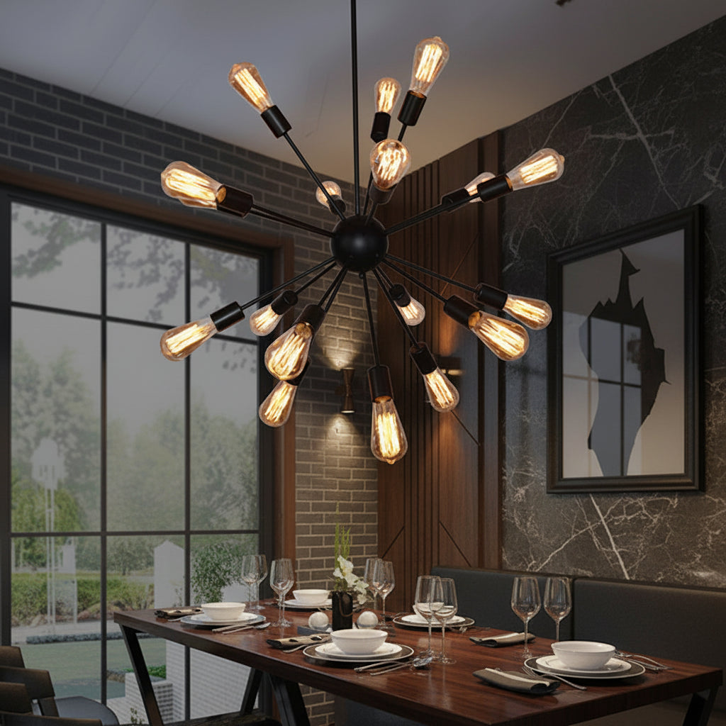 E27 Edison Bulbs Vintage Industrial Loft Pendant Light 12/16/18/20 Head Sputnik Pendant Lamp Restaurant Bar Lights