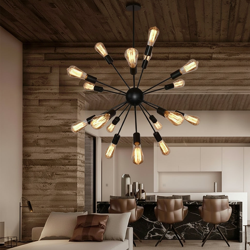 E27 Edison Bulbs Vintage Industrial Loft Pendant Light 12/16/18/20 Head Sputnik Pendant Lamp Restaurant Bar Lights
