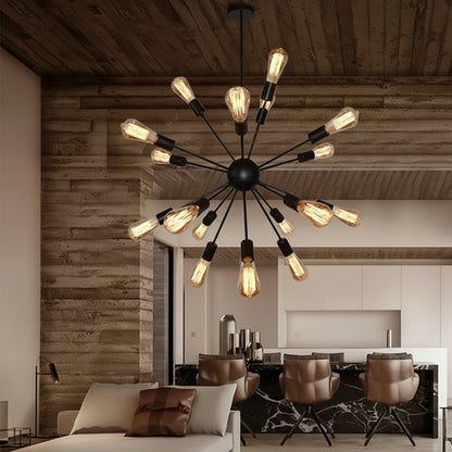 E27 Edison Bulbs Vintage Industrial Loft Pendant Light 12/16/18/20 Head Sputnik Pendant Lamp Restaurant Bar Lights