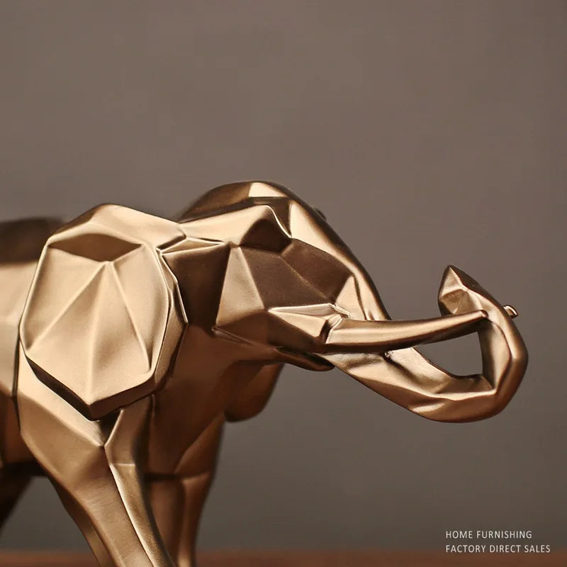 Creative Resin Black Elephant Statue, Abstract Geometric Sculpture, Desktop Crafts Ornament, Home Decoration, Animal Figurine