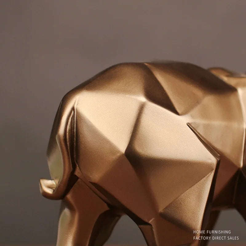 Creative Resin Black Elephant Statue, Abstract Geometric Sculpture, Desktop Crafts Ornament, Home Decoration, Animal Figurine