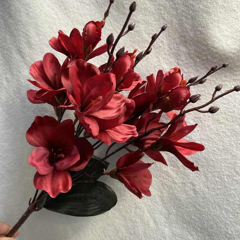 Artificial Flower Bundle Autumn Magnolia Home Outdoor Garden Decoration Floor Decoration Cloth Magnolia Wedding Decoration