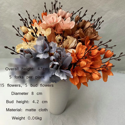 Artificial Flower Bundle Autumn Magnolia Home Outdoor Garden Decoration Floor Decoration Cloth Magnolia Wedding Decoration