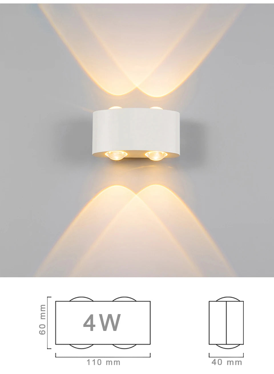 Luxury LED Wall Light Modern Up Down Wall Sconce Black Aluminum Indoor Outdoor Waterproof IP65 Bedroom Living Room Hallway Porch Garden Hotel Lighting