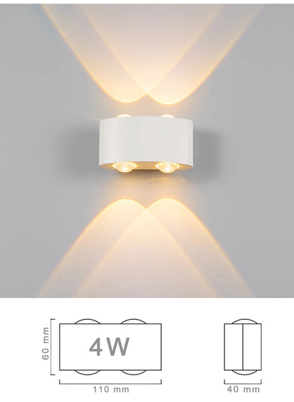 Luxury LED Wall Light Modern Up Down Wall Sconce Black Aluminum Indoor Outdoor Waterproof IP65 Bedroom Living Room Hallway Porch Garden Hotel Lighting