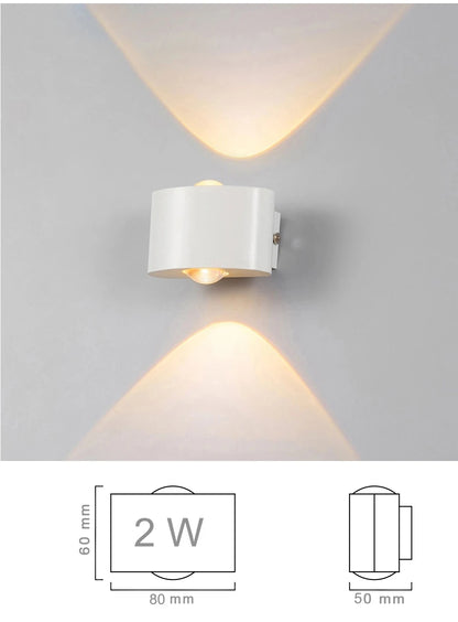 Luxury LED Wall Light Modern Up Down Wall Sconce Black Aluminum Indoor Outdoor Waterproof IP65 Bedroom Living Room Hallway Porch Garden Hotel Lighting