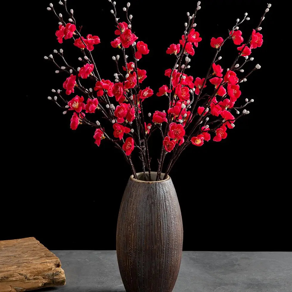 Artificial Flowers Silk Plum Blossom Peach Branch Newyear Christmas Home Vase Table Outdoor Garden Wedding Party Decor DIY Gifts