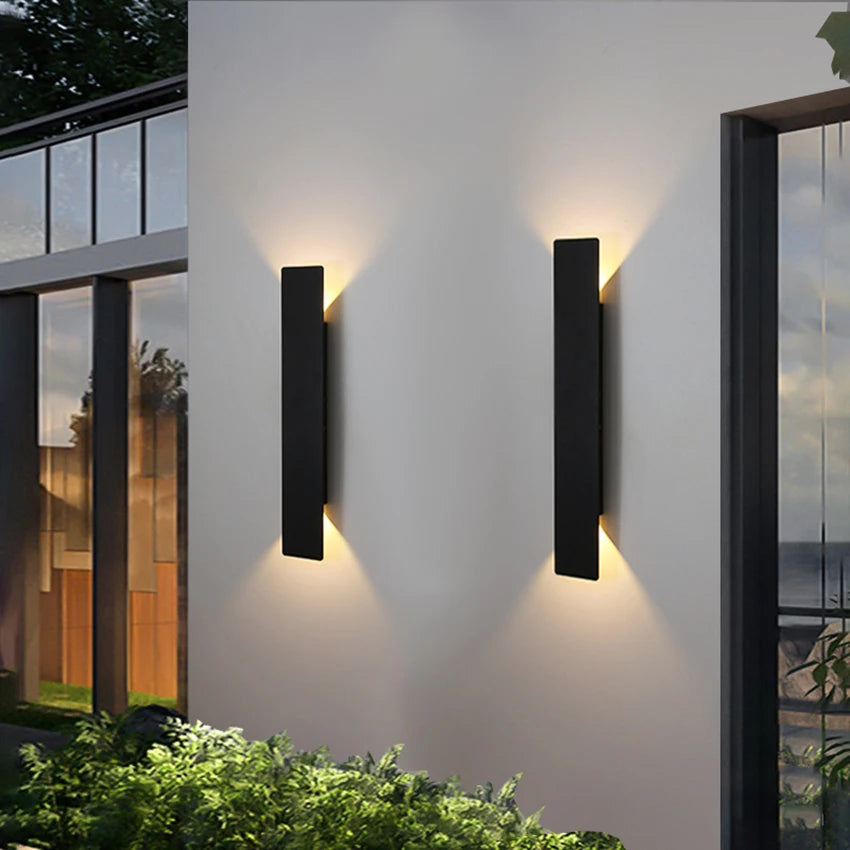 Modern Outdoor Waterproof Wall Light LED Exterior Wall Sconce IP65 Up Down Light Black White Wall Mounted Light Fixture Patio Garden Porch Garage Front Door House Light Aluminum Outdoor Lighting 110V 220V