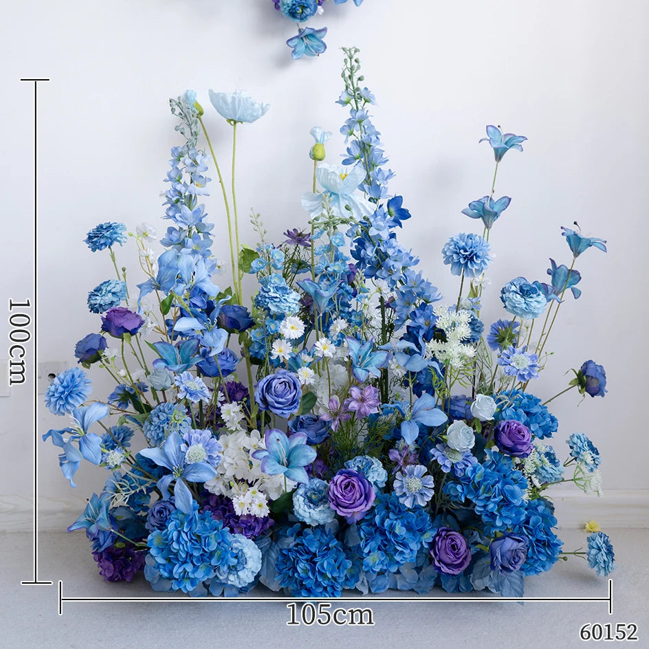 Style Hang Flower Row Floral Arrangement Blue-white Wedding Backdrop Deco Road Leading Flower Ball Centerpiece Welcome Sign Prop