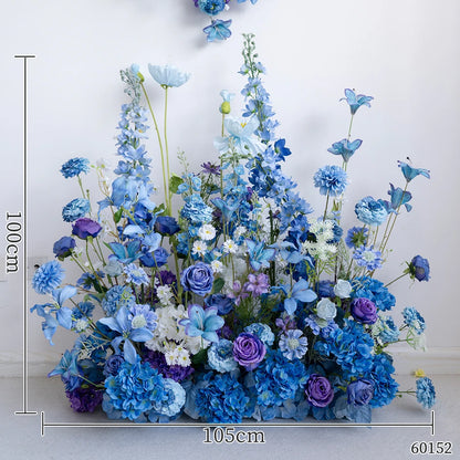 Style Hang Flower Row Floral Arrangement Blue-white Wedding Backdrop Deco Road Leading Flower Ball Centerpiece Welcome Sign Prop