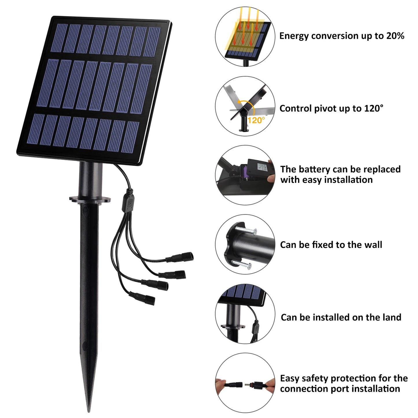 Solar Spot Lights Outdoor LED Solar Garden Lights RGB Color Changing Landscape Lighting Waterproof IP65 Solar Powered Spotlights for Yard Lawn Pathway Driveway Patio Tree Up light Warm White Cold light