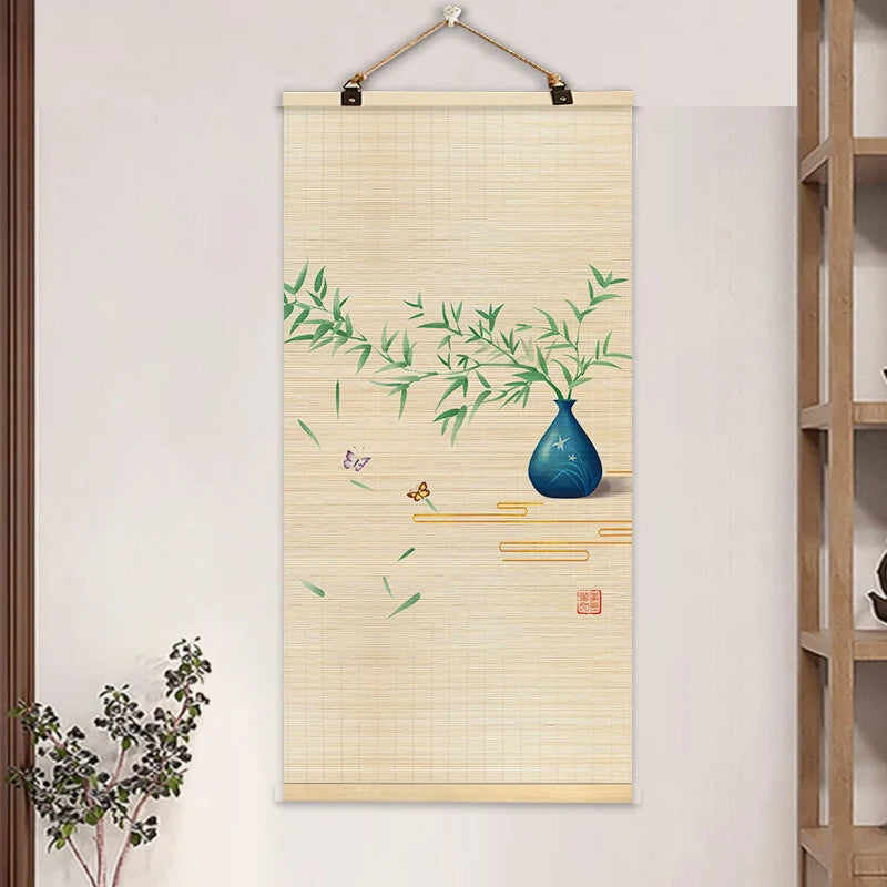 Bamboo Art Decorative Painting Vertical Bamboo Curtain Painting Wall Decoration Hanging Painting Chinese Style Home Decoration