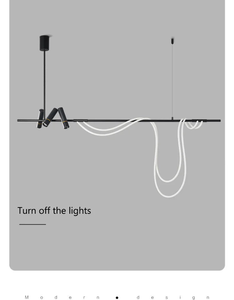 Nordic Hose DIY Chandelier for Kitchen Dining Living Room Center Table Pendant Lights LED Home Decor Suspension Fixture Black