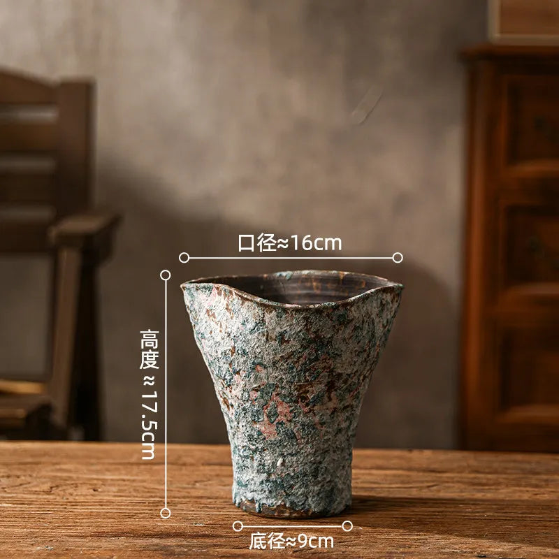 Retro Ceramic Vase Wabi Sabi Style Ikebana Flower Pots Table Decoration Flowers Arrangement Floral Vases Room Aesthetic Decor