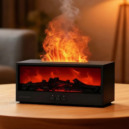 Fireplace Flame Diffuser Essential Oil Diffuser Aromatherapy Humidifier Ultrasonic Cool Mist Diffuser LED Flame Light Fire Effect Diffuser Night Light Air Purifier Vaporizer Aroma Diffuser Home Office Bedroom Decor Gift