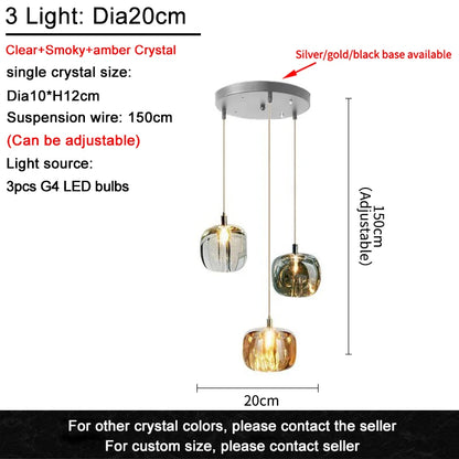 Modern Nordic LED Crystal Chandelier Luxury Pendant Light For Living Room Bedroom Dining Room Attic Kitchen Home Lustre Lamp