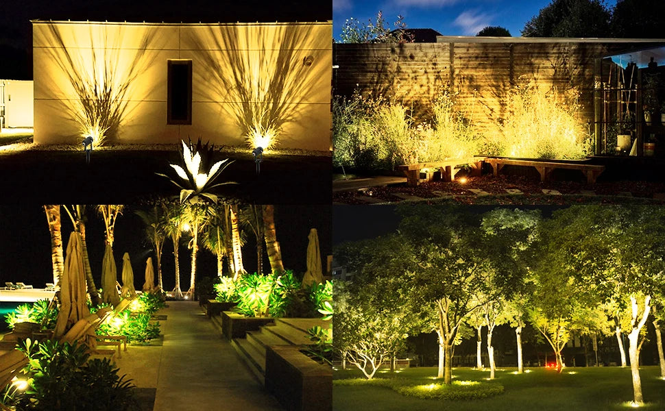 Solar Spot Lights Outdoor LED Solar Garden Lights RGB Color Changing Landscape Lighting Waterproof IP65 Solar Powered Spotlights for Yard Lawn Pathway Driveway Patio Tree Up light Warm White Cold light
