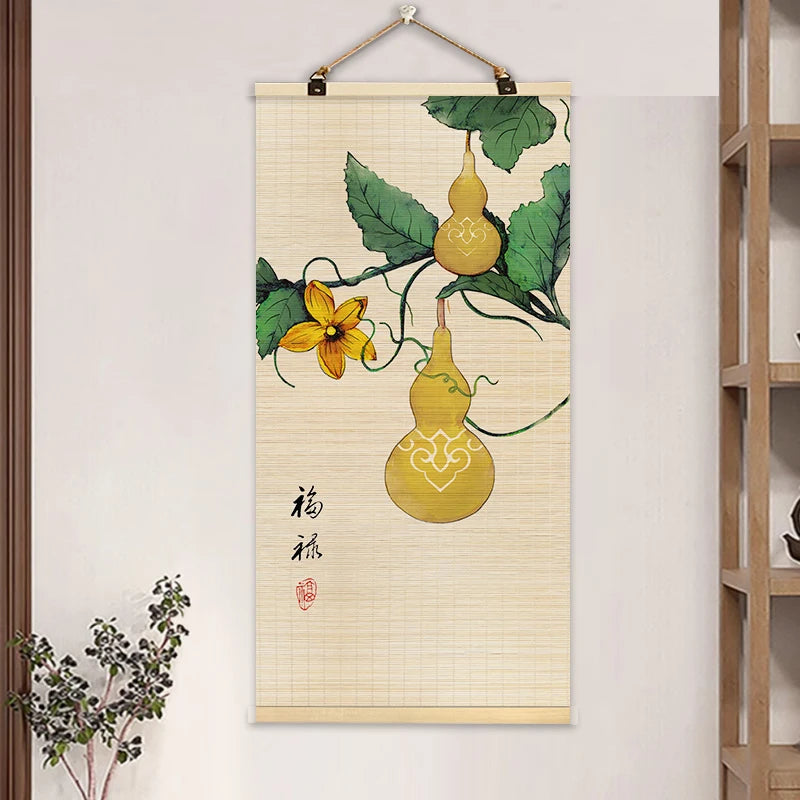 Bamboo Art Decorative Painting Vertical Bamboo Curtain Painting Wall Decoration Hanging Painting Chinese Style Home Decoration