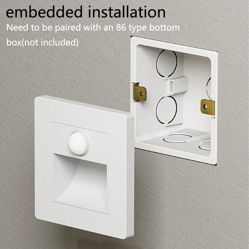 LED Step Lights Indoor Stair Lights Motion Sensor Wall Lights Recessed Staircase Lighting Step Lamp Hallway Night Light Bedroom Closet Cabinet Living Room Lights PIR Sensor Warm White 3000K AC 110V 220V Automatic On Off