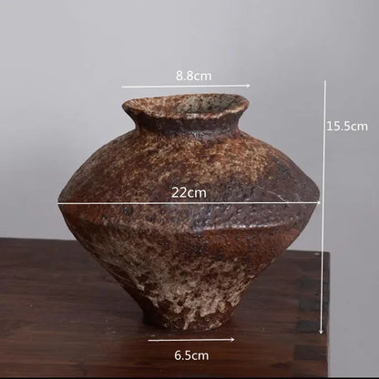 Ceramic Vase, Vintage Coarse Pottery Rusty Spotted Flower Vase, Desktop Ornament, Wabi Sabi Style, Zen Flower Arrangement