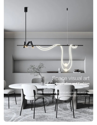 Nordic Hose DIY Chandelier for Kitchen Dining Living Room Center Table Pendant Lights LED Home Decor Suspension Fixture Black
