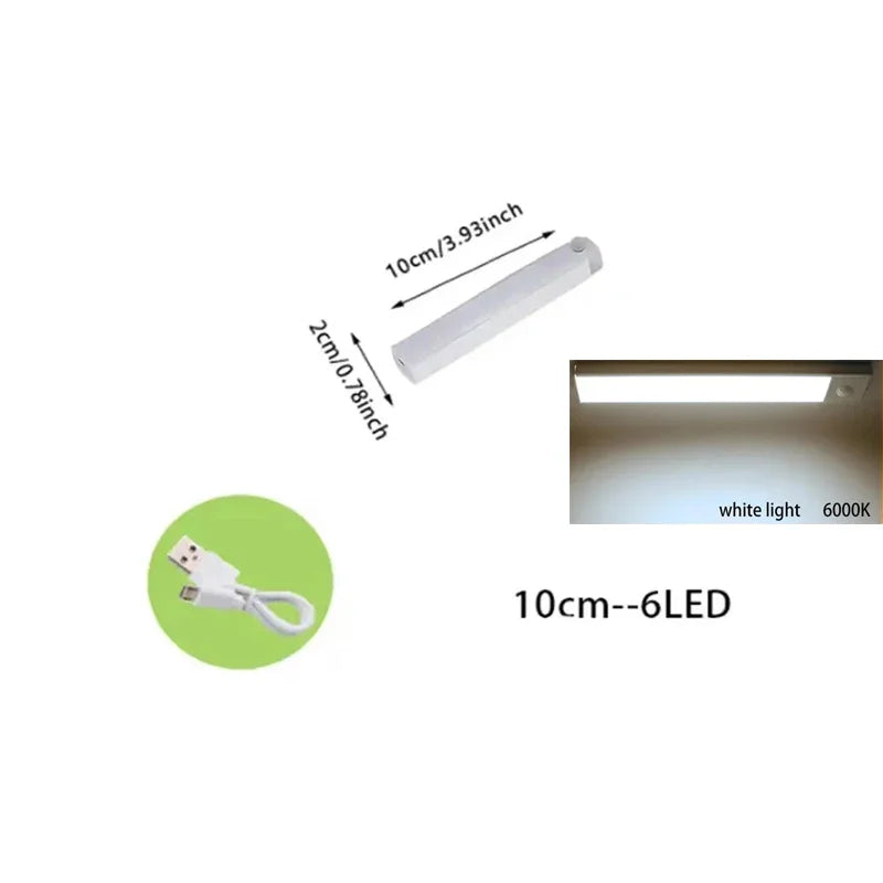 LED Motion Sensor Light Kitchen Lights for Kitchen Bedroom Wardrobe Stair Hallway Restaurant Indoor Rechargeable Strip Wardrobe Lighting Battery Operated Magnetic