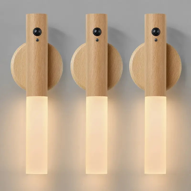 Motion Sensor Night Light LED Rechargeable Magnetic Wall Lamp Wireless Battery Operated Stick On Lights for Living room Hallway Bedroom Stairs Bathroom Cabinets Decor Kitchen Under Cabinet Light Warm White Dimmable USB Charging