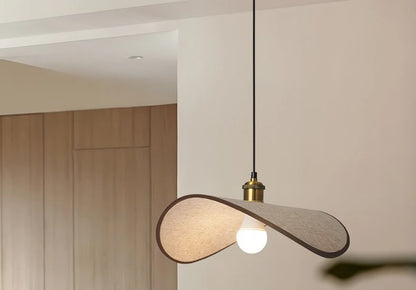 Wabi-Sabi Straw Hat Pendant Lamp, Modern Retro Fabric Lamp for Dining Room, Teahouse, Homestay Decor